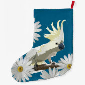フェスティバルデイジーオウム鮮やか花 ラージクリスマスストッキング (裏面)