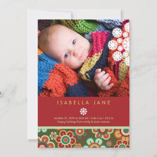 フェスティバルデイジー休日の写真誕生のお知らせ シーズンカード (正面)