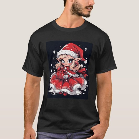 フェスティバルデライトクリスマス小妖精や小人キャンディケーングラフィックS Tシャツ (正面)