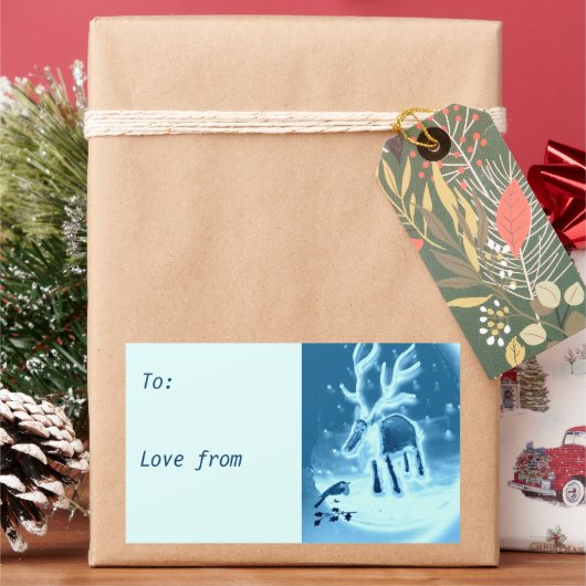 フェスティバルトインデアロビンウィンタースノー 長方形シール (クリスマス)