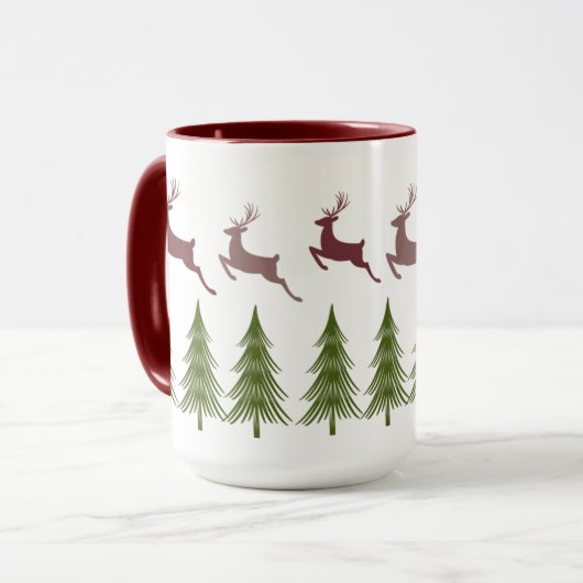フェスティバルトナカイと松の木クリスマスマグ マグカップ (正面左)