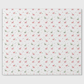 フェスティバルトナカイと雪片 – 赤と緑 ラッピングペーパー (フラット)