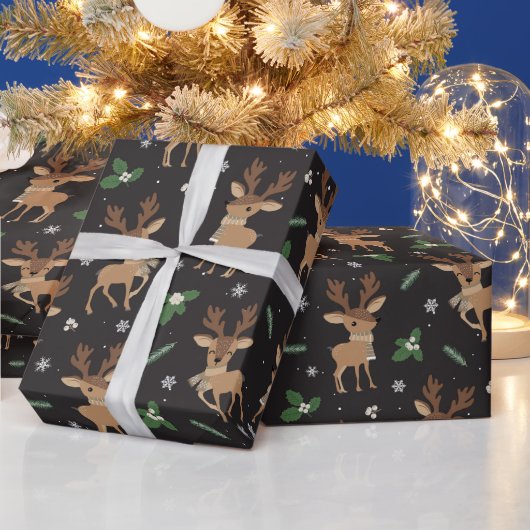 フェスティバルトナカイのタイル模様 ラッピングペーパー (クリスマス)