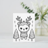 フェスティバルトナカイの子供の着色はがき ポストカード (スタンド正面)