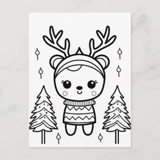 フェスティバルトナカイの子供の着色はがき ポストカード (正面)