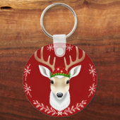 フェスティバルトナカイイラストレーション（赤） キーホルダー (正面)