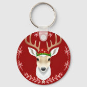 フェスティバルトナカイイラストレーション（赤） キーホルダー (裏面)