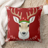 フェスティバルトナカイイラストレーション（赤） クッション (ブランケット)