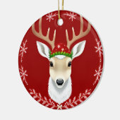 フェスティバルトナカイイラストレーション（赤） セラミックオーナメント (左)