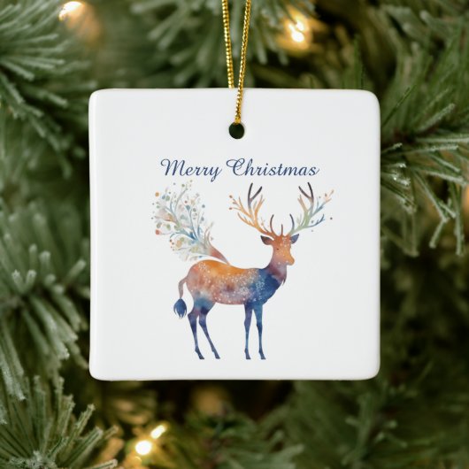 フェスティバルトナカイ引用文メリークリスマス セラミックオーナメント (ツリー)
