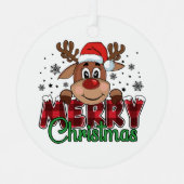 フェスティバルトナカイ、メリークリスマス メタルオーナメント (正面)