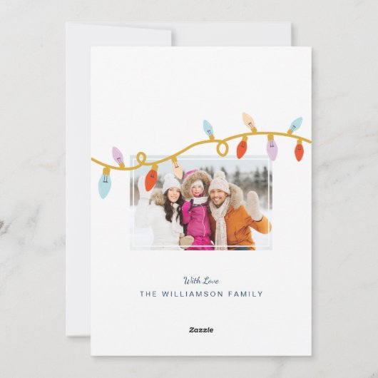 フェスティバルトナカイ&ライツタイポグラフィのクリスマス シーズンカード (裏面)