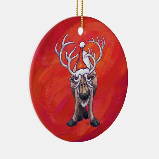 フェスティバルトナカイ(赤と緑) セラミックオーナメント (右)