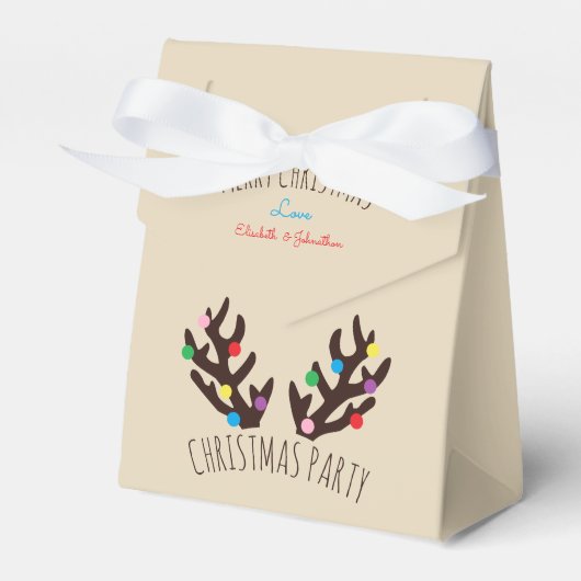 フェスティバルトナカイ〔雄ジカの〕枝角、クリスマスの好意ボックス フェイバーボックス (正面サイド)