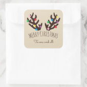 フェスティバルトナカイ〔雄ジカの〕枝角、クリスマスススススクエアステッカー スクエアシール (バッグ)