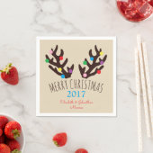 フェスティバルトナカイ〔雄ジカの〕枝角、クリスマスナプキン スタンダードカクテルナプキン (インサイチュ)