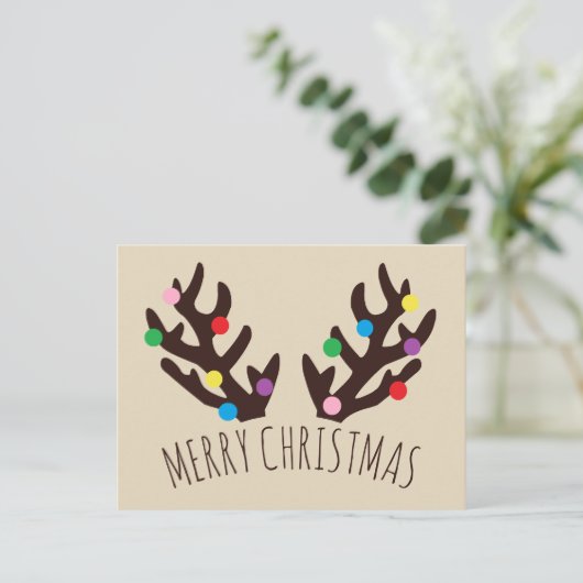 フェスティバルトナカイ〔雄ジカの〕枝角、クリスマスホリデーポストカ シーズンポストカード (スタンド正面)