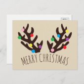 フェスティバルトナカイ〔雄ジカの〕枝角、クリスマスホリデーポストカ シーズンポストカード (正面/裏面)