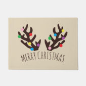 フェスティバルトナカイ〔雄ジカの〕枝角、クリスマス形式 ドアマット (正面)