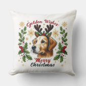 フェスティバルトナディアゴールデンレトリエバードッグクリスマス クッション (正面)