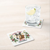 フェスティバルトナディアゴールデンレトリエバードッグクリスマス スクエアペーパーコースター (インサイチュ)