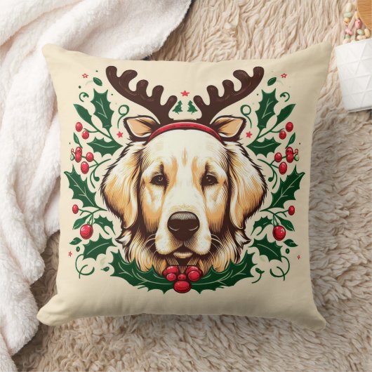 フェスティバルトナディアゴールデンレトリエバードッグホリデークリスマス クッション (ブランケット)
