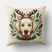 フェスティバルトナディアゴールデンレトリエバードッグホリデークリスマス クッション (裏面)