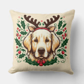 フェスティバルトナディアゴールデンレトリエバードッグホリデークリスマス クッション (正面)
