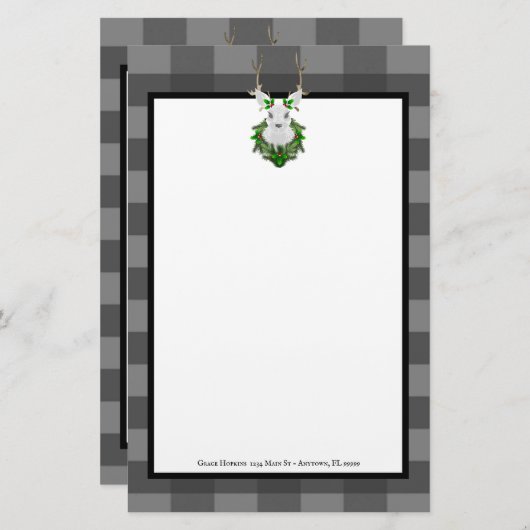 フェスティバルトナディアバッファロープレイドパーソナライズされた 便箋 (正面/裏面)