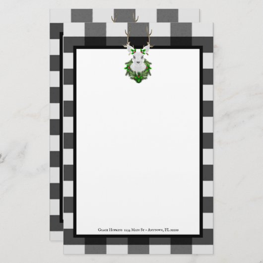 フェスティバルトナディアバッファロープレイドパーソナライズされた 便箋 (正面/裏面)