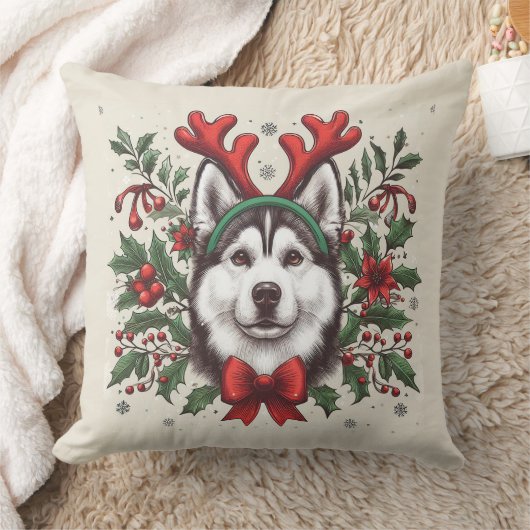 フェスティバルトナリーシベリアハスキードッグクリスマス クッション (ブランケット)