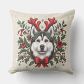 フェスティバルトナリーシベリアハスキードッグクリスマス クッション (正面)