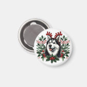 フェスティバルトナリーシベリアハスキードッグクリスマス マグネット (正面/裏面)