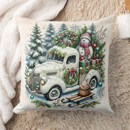 フェスティバルトラック | ヴィンテージクリスマス配信 クッション (ブランケット)