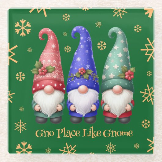 フェスティバルトリオのクリスマス格言と雪片 ガラスコースター (正面)