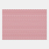 フェスティバルトレンディーレトロレッドホワイトクリスマスパターン ラッピングペーパーシート (正面3)