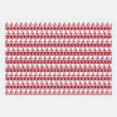 フェスティバルトレンディーレトロレッドホワイトクリスマスパターン ラッピングペーパーシート (正面2)