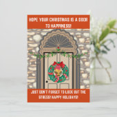 フェスティバルドアとリース：暖かい休日グリーティング シーズンカード (スタンド正面)