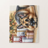 フェスティバルドイツの羊飼い犬の恋人クリスマス ジグソーパズル (縦)