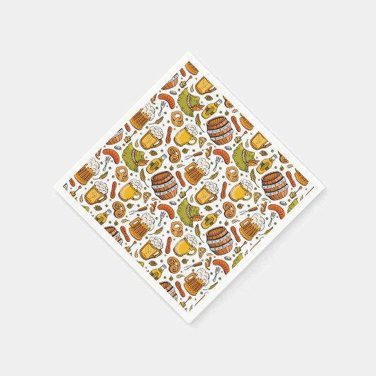 フェスティバルドイツオクトーバーフェストビール&ソーセージ スタンダードカクテルナプキン (角)