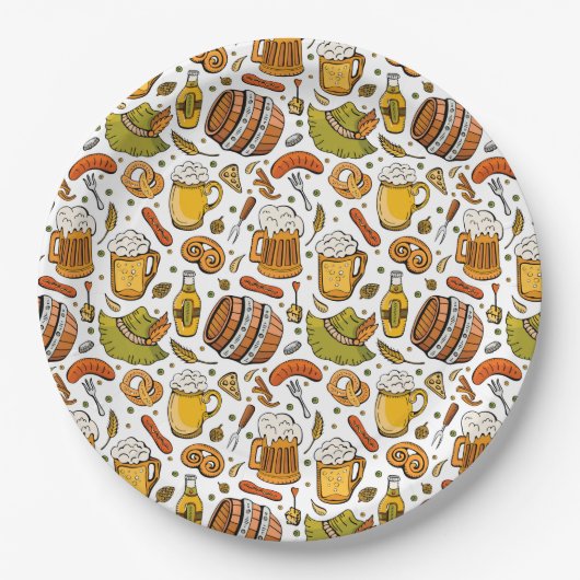 フェスティバルドイツオクトーバーフェストビール&ソーセージ ペーパープレート (正面)