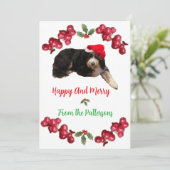 フェスティバルドッグがサンタハットフラットホリデーカードを着ている シーズンカード (スタンド正面)