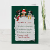 フェスティバルドッグクリスマスリストフラットホリデーカード 箔グリーティングカード (正面)