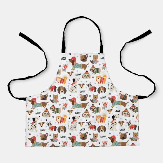フェスティバルドッグズインホリデーセーター柄 エプロン (正面)