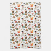 フェスティバルドッグズインホリデーセーター柄 キッチンタオル (縦)