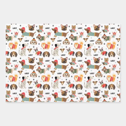 フェスティバルドッグズインホリデーセーター柄 ラッピングペーパーシート (正面2)