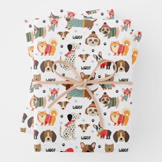 フェスティバルドッグズインホリデーセーター柄 ラッピングペーパーシート (インサイチュ)