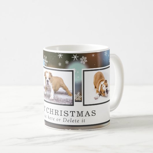 フェスティバルドッグペットフォトコラージュスノーフレーク コーヒーマグカップ (正面右)