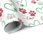 フェスティバルドッグポープリントと愛のハートクリスマス ラッピングペーパー (ロールコーナー)