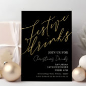 フェスティバルドリンクスエレガントクリスマスブラックと金ゴールド 招待状